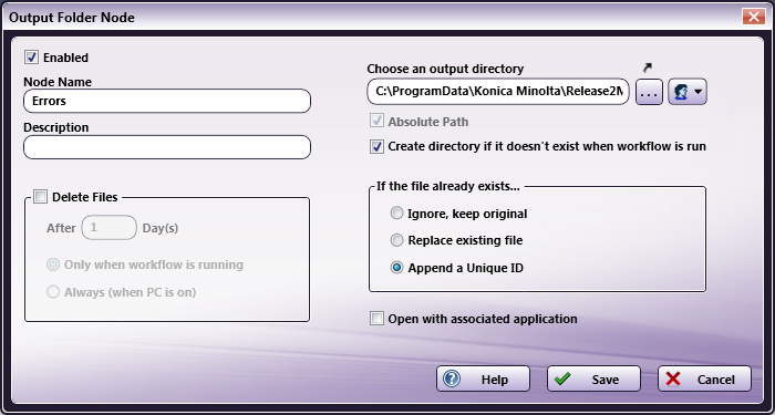 Error Folder Settings