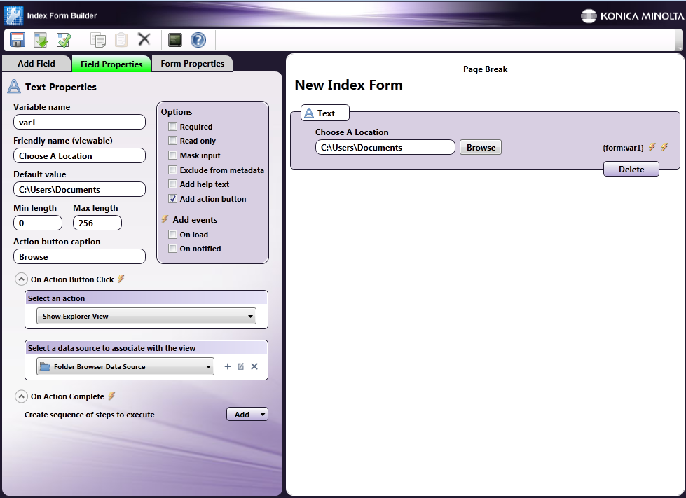 Index Form example