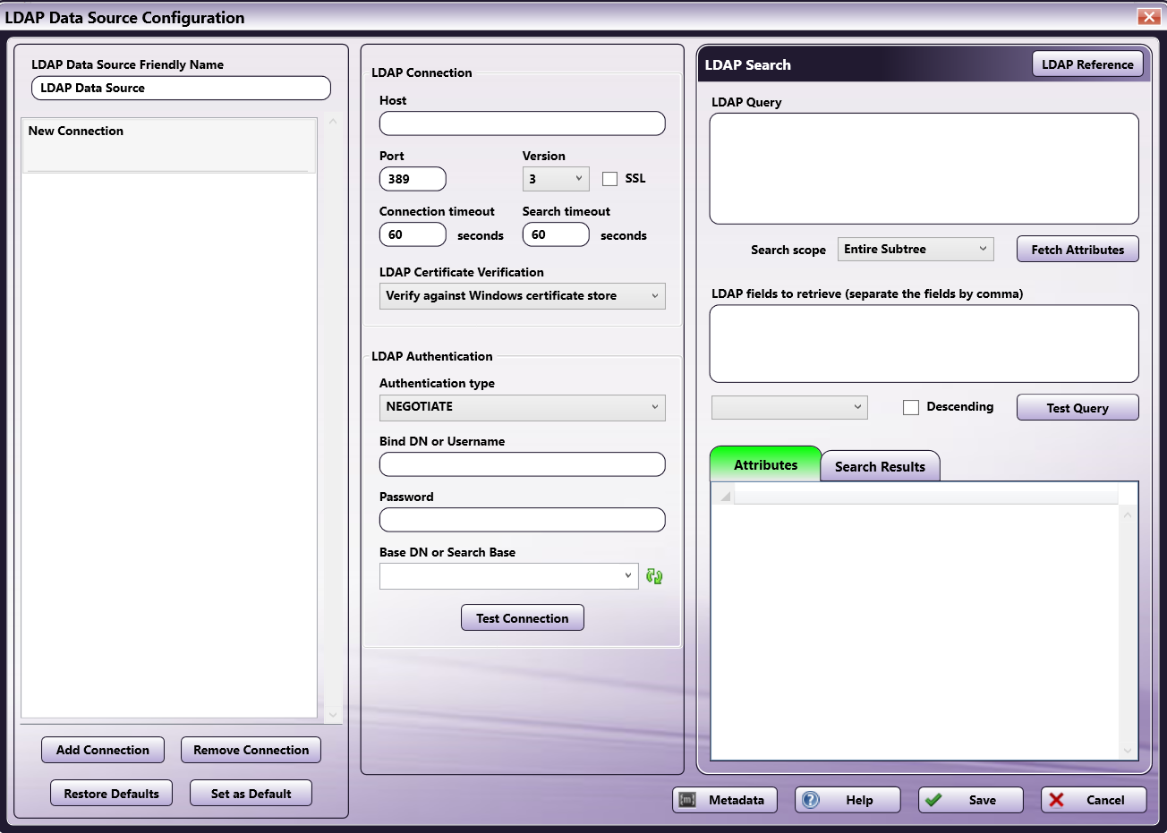 LDAP Data Source Configuration