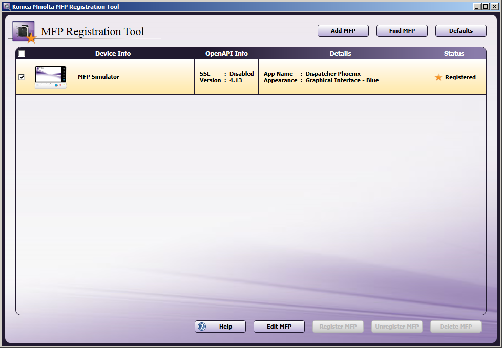 MFP Registration