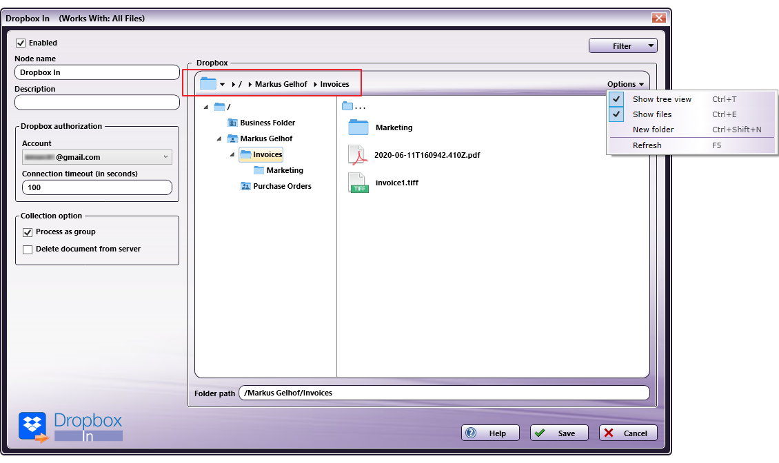 Dropbox In Configuration