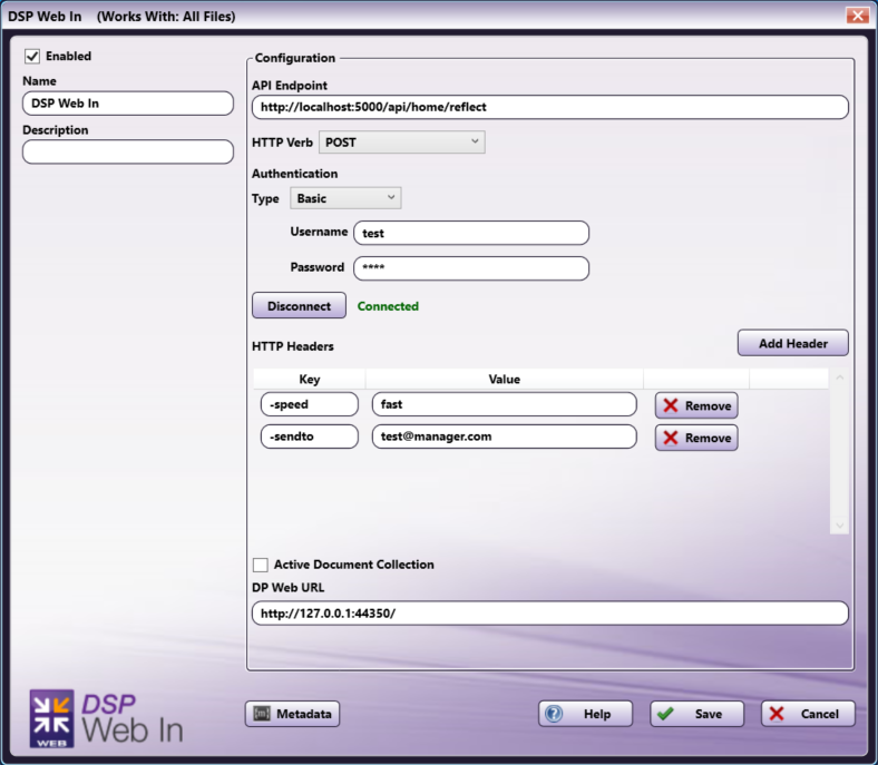 DSP Local In Node with Active Document Collection Unchecked