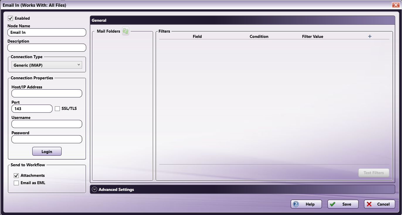 Email In Node Configuration