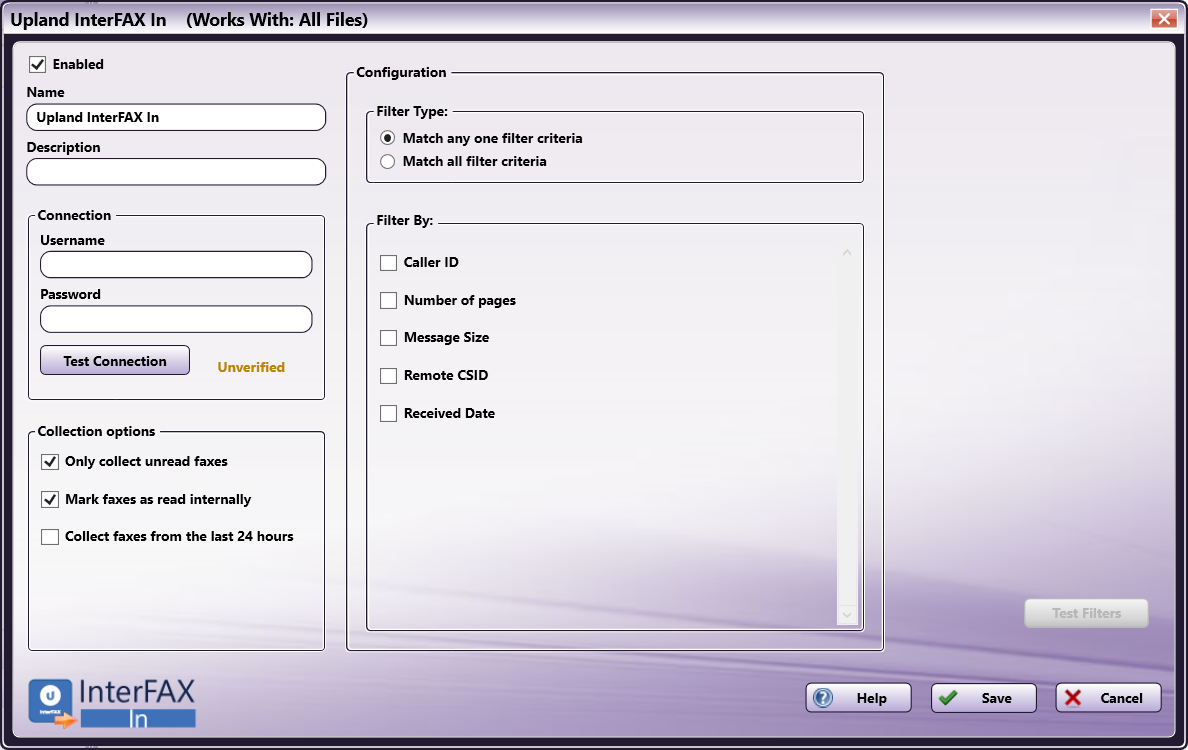 InterFAX Node Configuration
