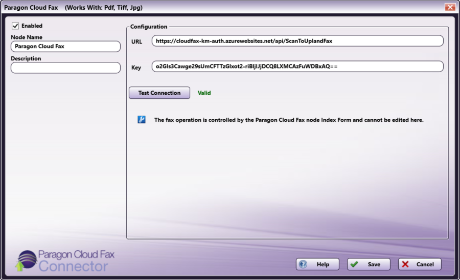 Paragon Cloud Fax Connector with a Successful Connection