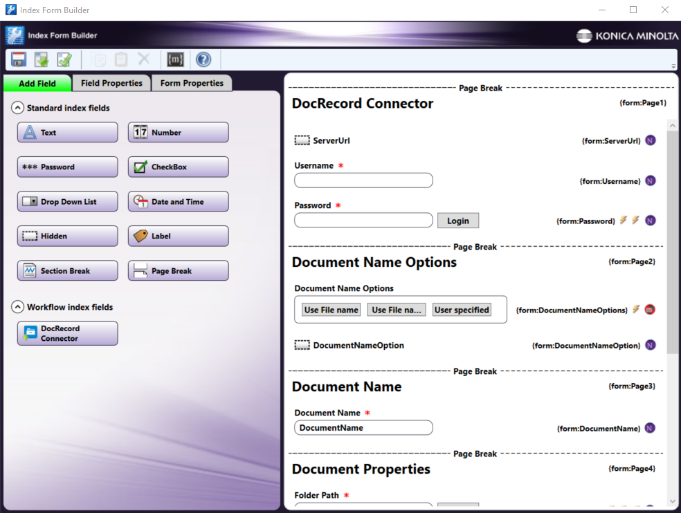 DocRecord Index Form Setup