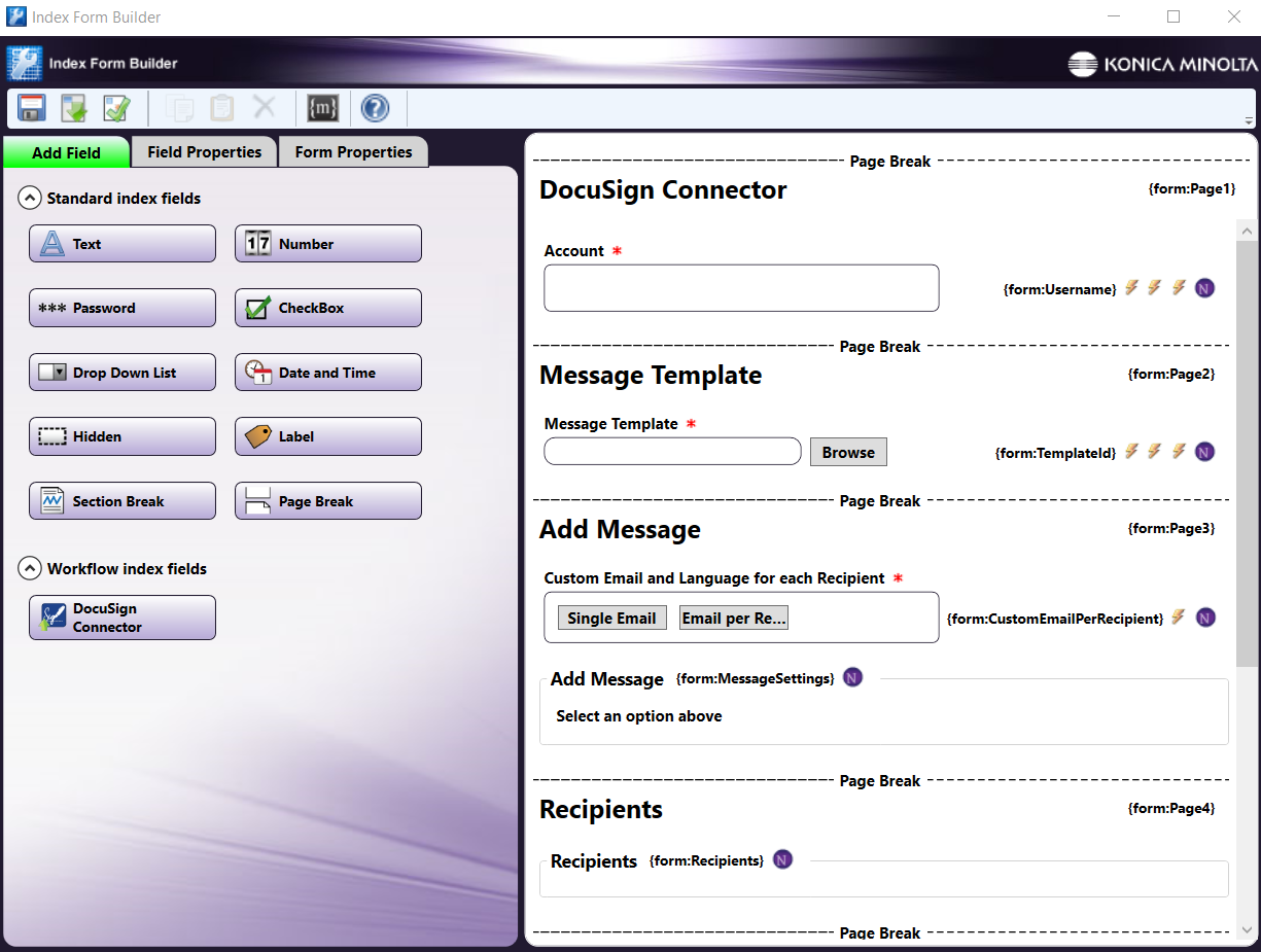 DocuSign Index Form Setup