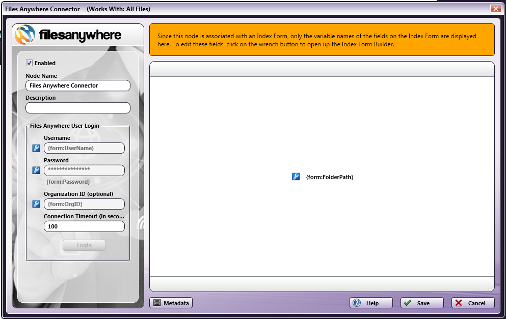 FilesAnywhere Index Form