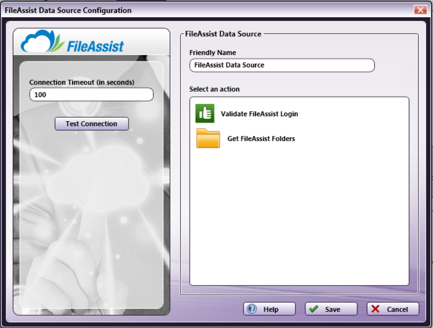 FileAssist Data Source Configuration window