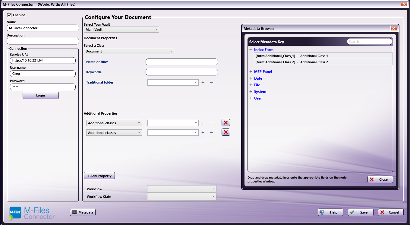 Configuring Additional Properties with Index Form Metadata