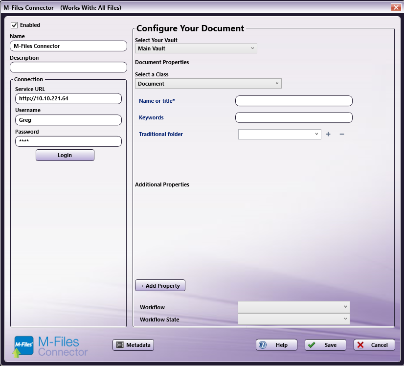 M-Files Connector Select a Class