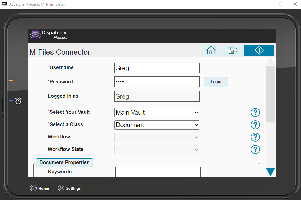 User Account MFP Panel Login