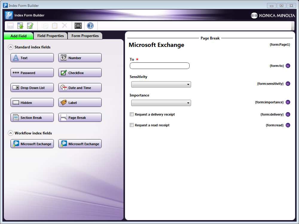 Microsoft Exchange Index Form