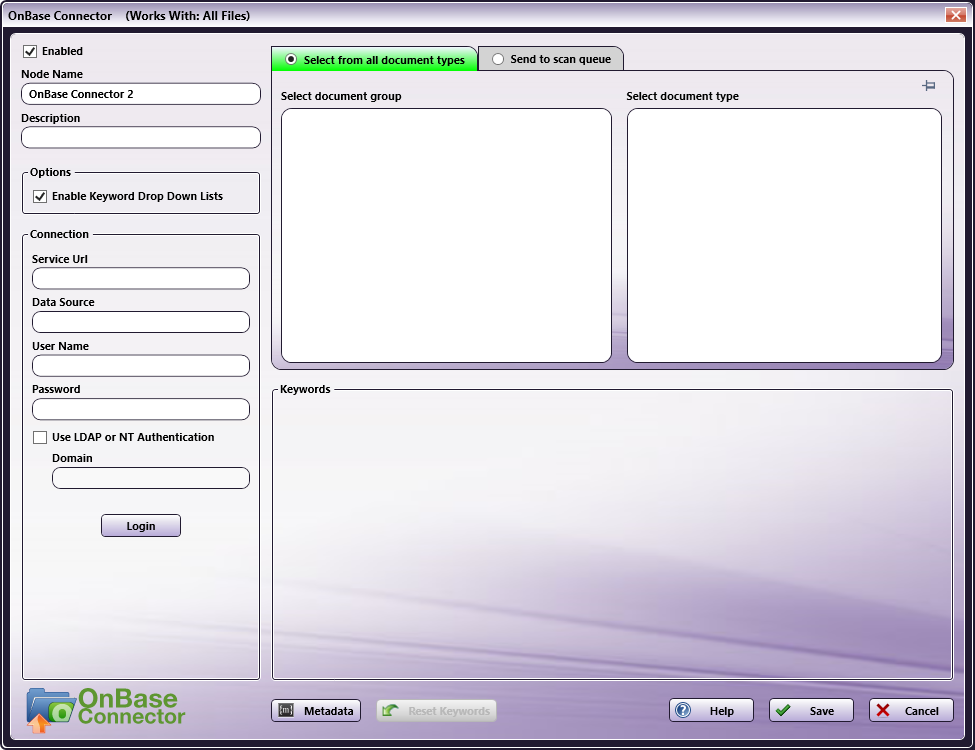 OnBase Connector node