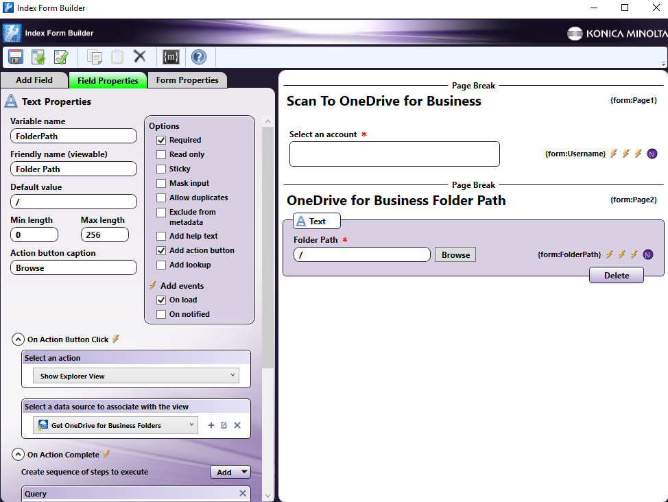 OneDrive for Business Index Form