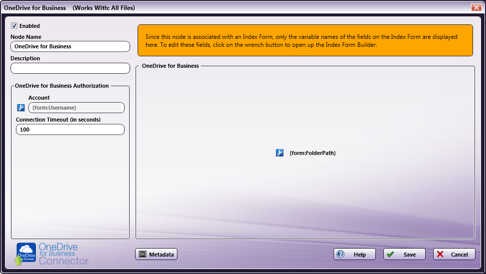 OneDrive for Business Index Form