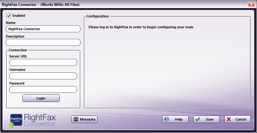 RightFax Connector Node Configuration