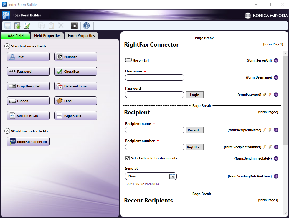 RightFax Index Form Setup