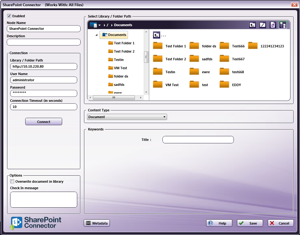 SharePoint Connector node