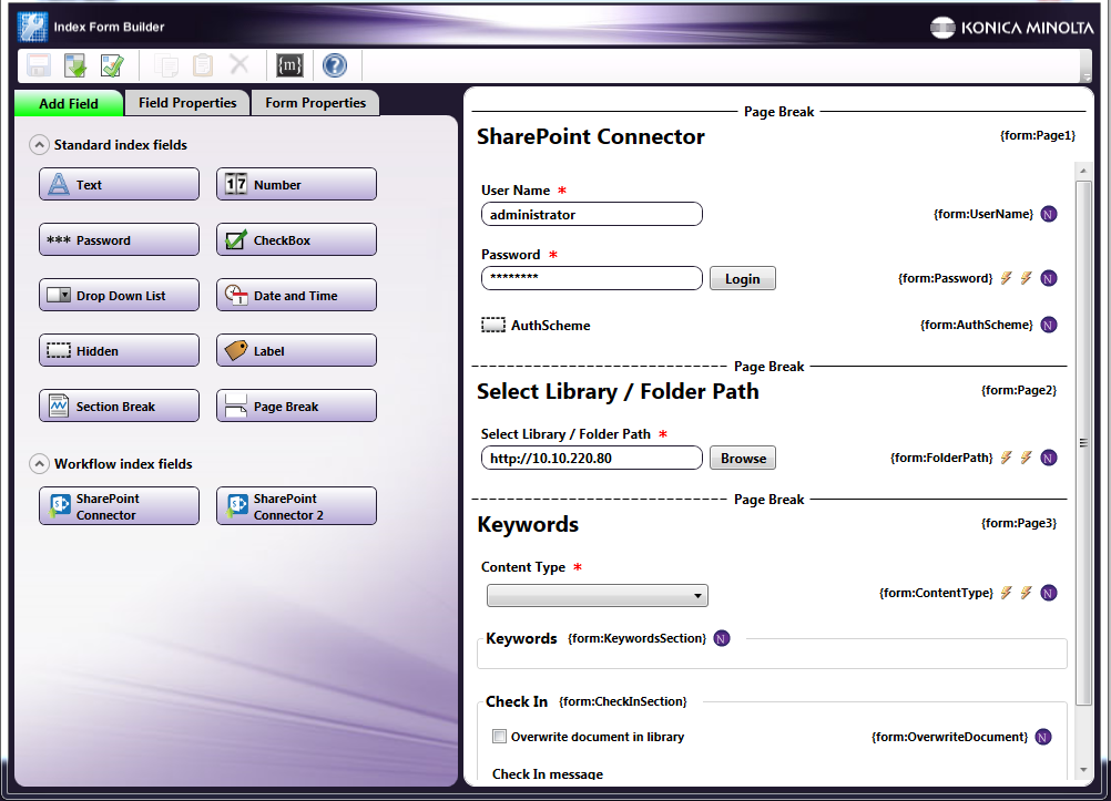 SharePoint Index Form