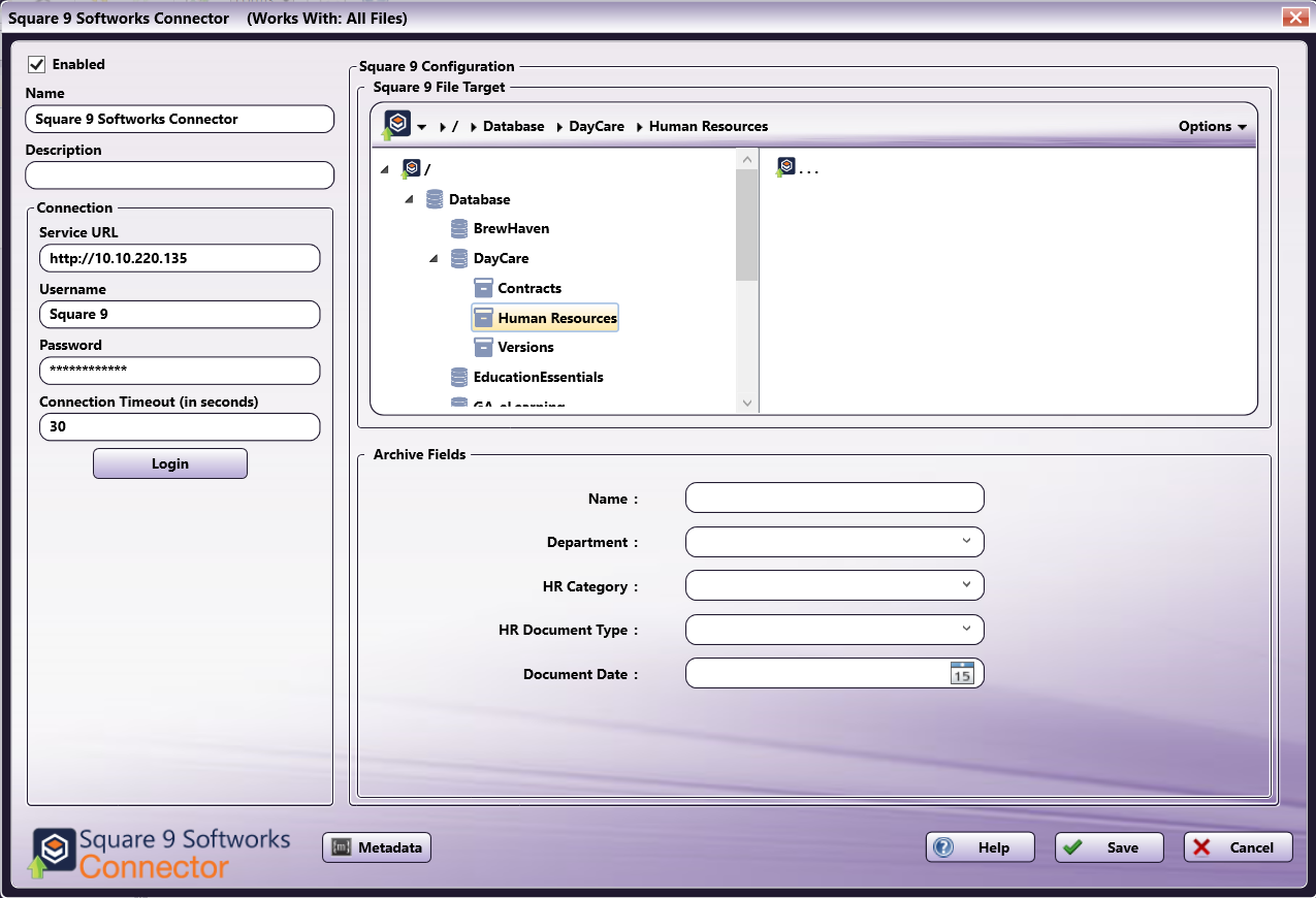 Square 9 Softworks Connector