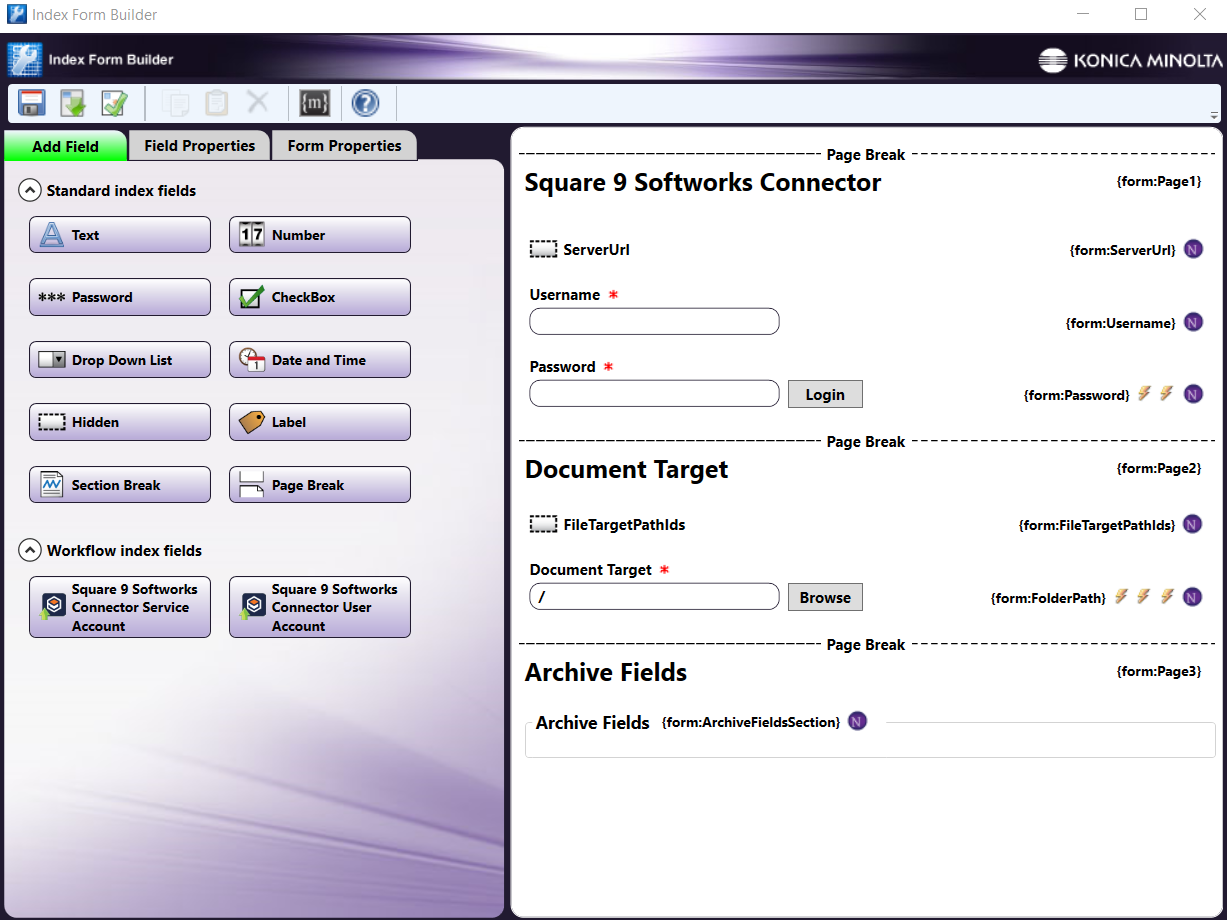 Square 9 Index Form Setup