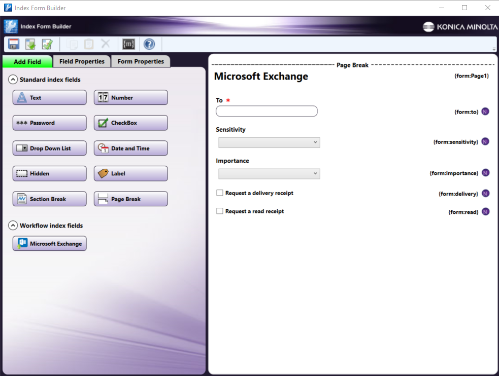 Microsoft Exchange Index Form