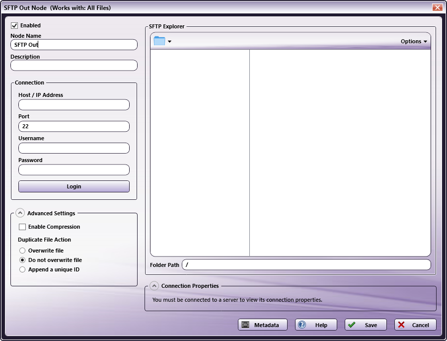 SFTP Node Configuration
