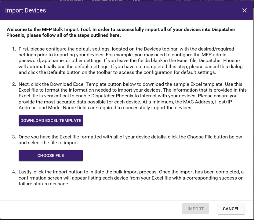 DP Web Import Devices