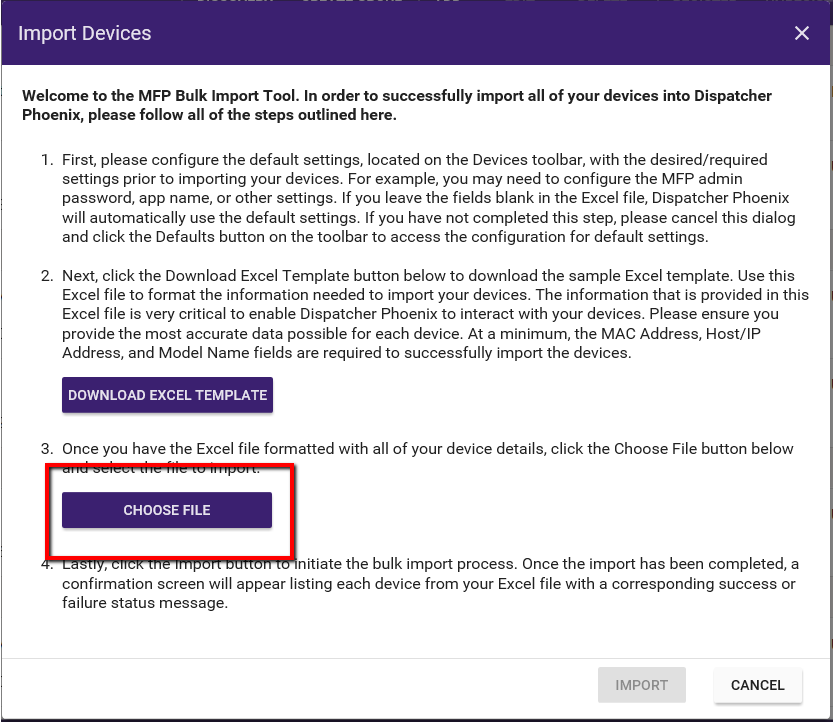 DP Web Import Devices