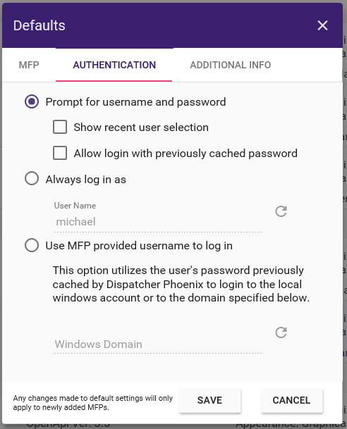 Authentication  Defaults