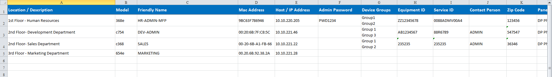 DP Web Import Devices
