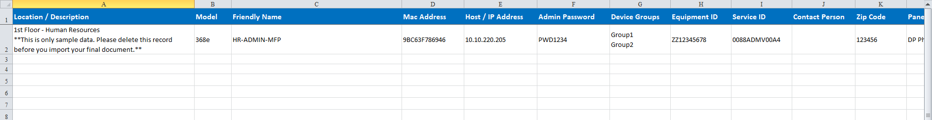 DP Web Import Devices