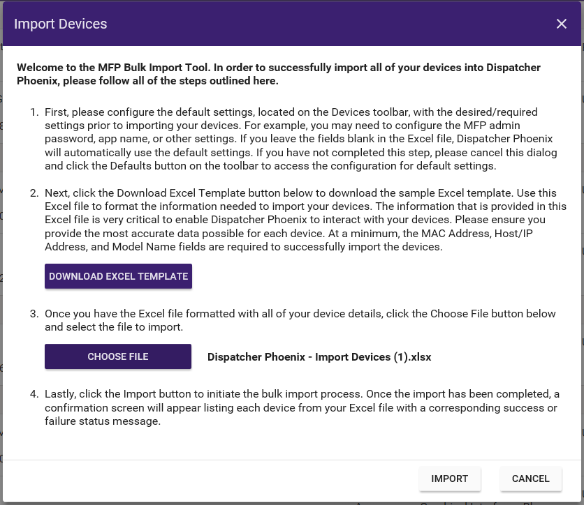 DP Web Import Devices