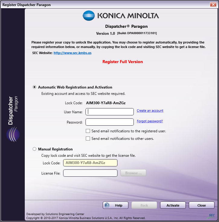 Register Dispatcher Paragon