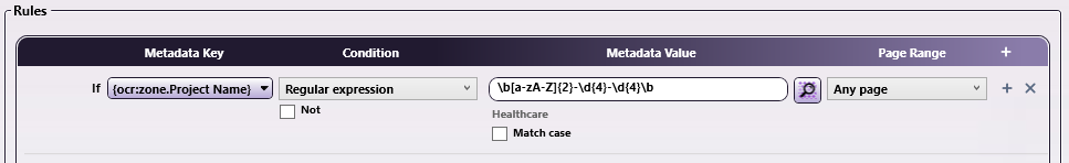 Using Pattern Matching with Regular Expression Condition