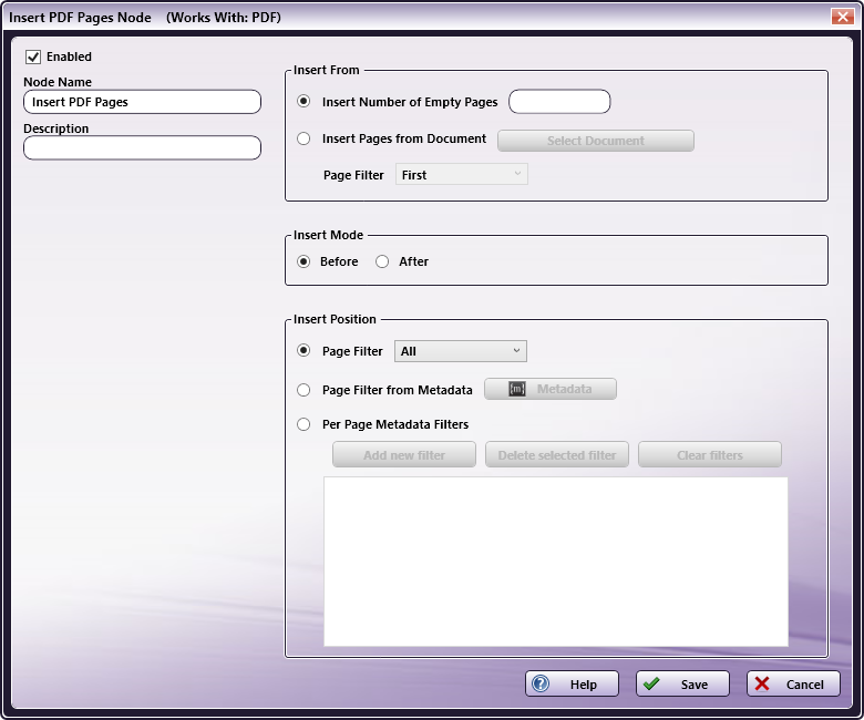 Insert PDF Pages Node