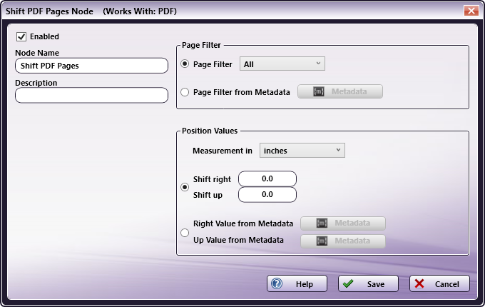 Shift PDF Pages Node