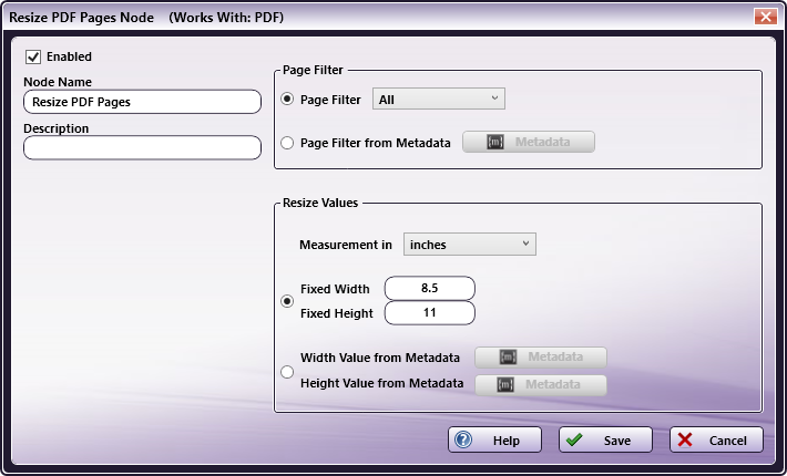 Resize PDF Pages Node