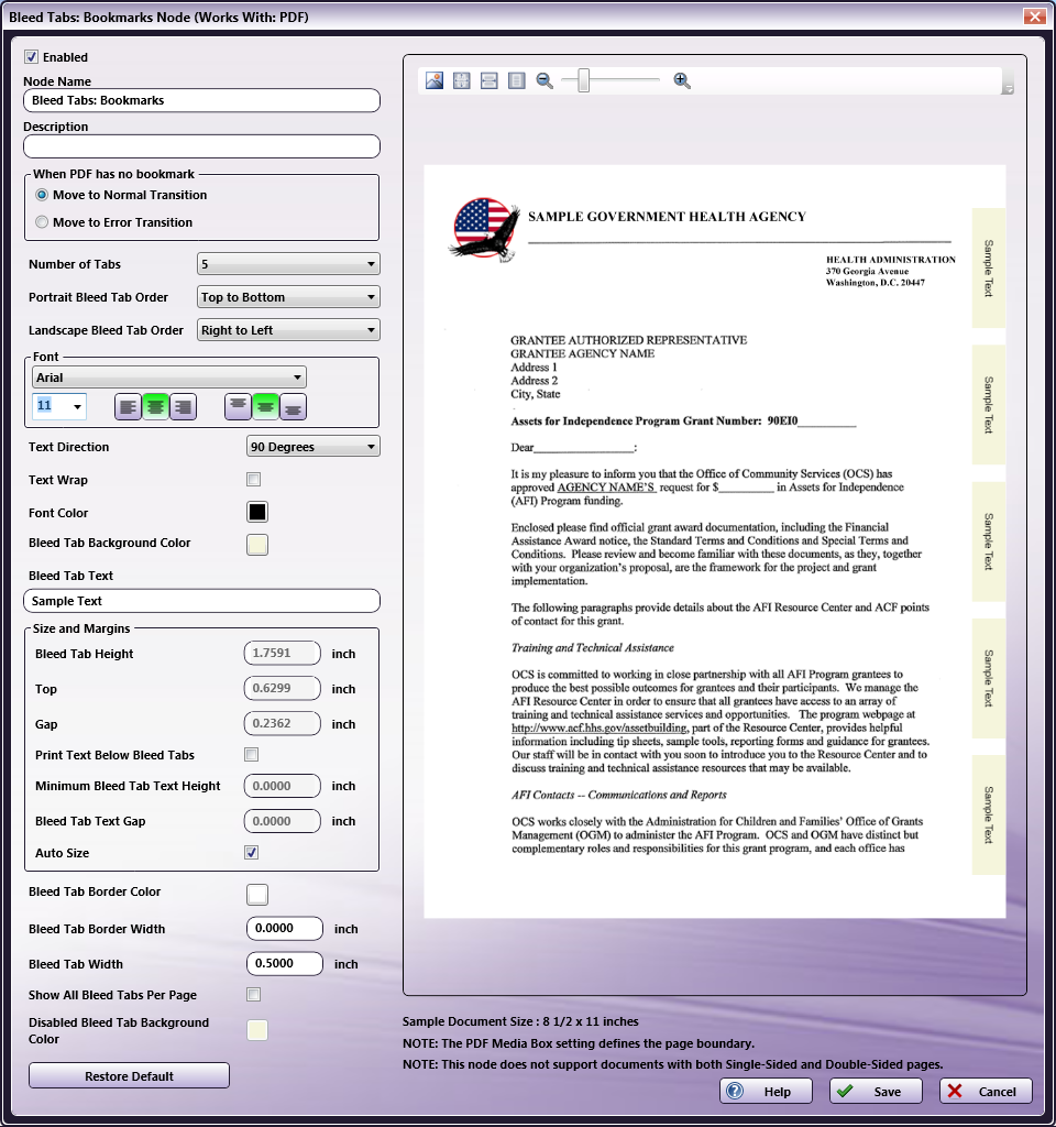 Bleed Tabs: Bookmarks Node