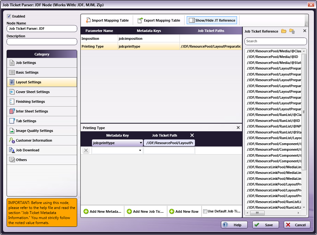 Job Ticket Parser: JDF Node