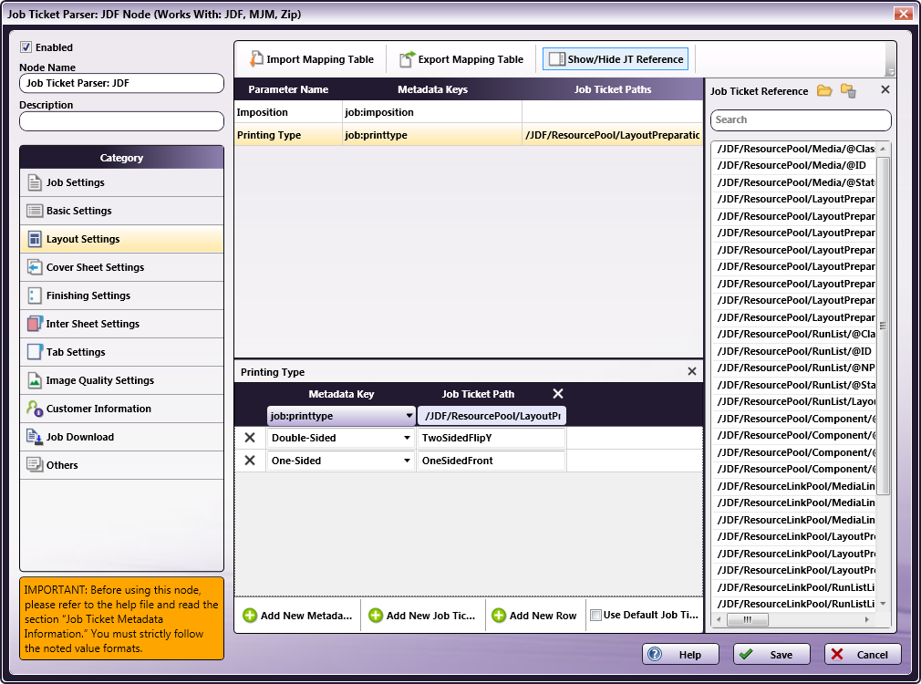 Job Ticket Parser: JDF Node