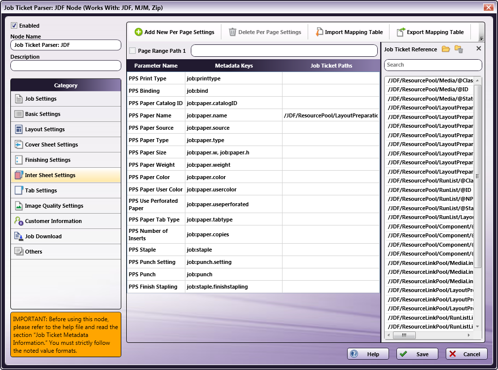 Job Ticket Parser: JDF Node