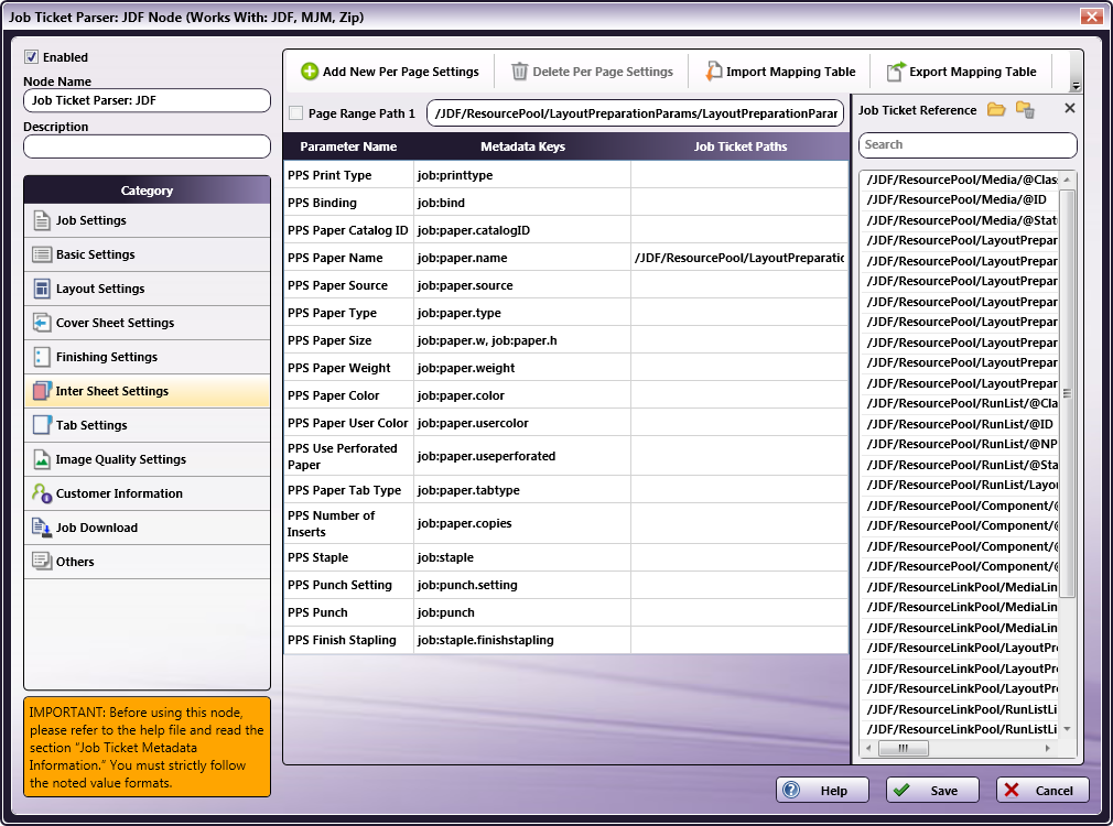 Job Ticket Parser: JDF Node