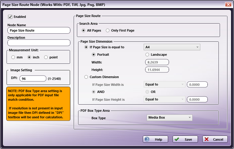 Page Size Route Node