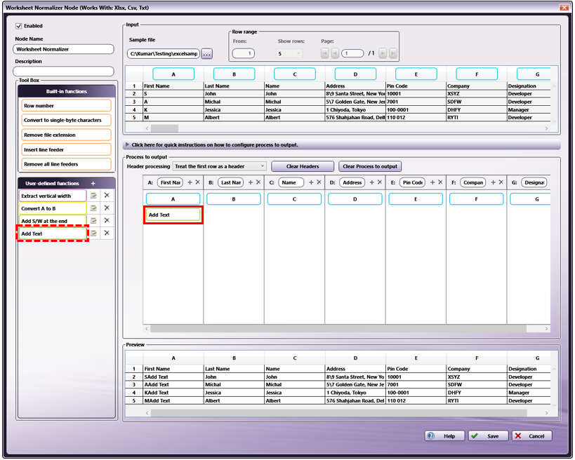 Worksheet Normalizer Node