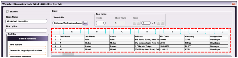 Worksheet Normalizer Node