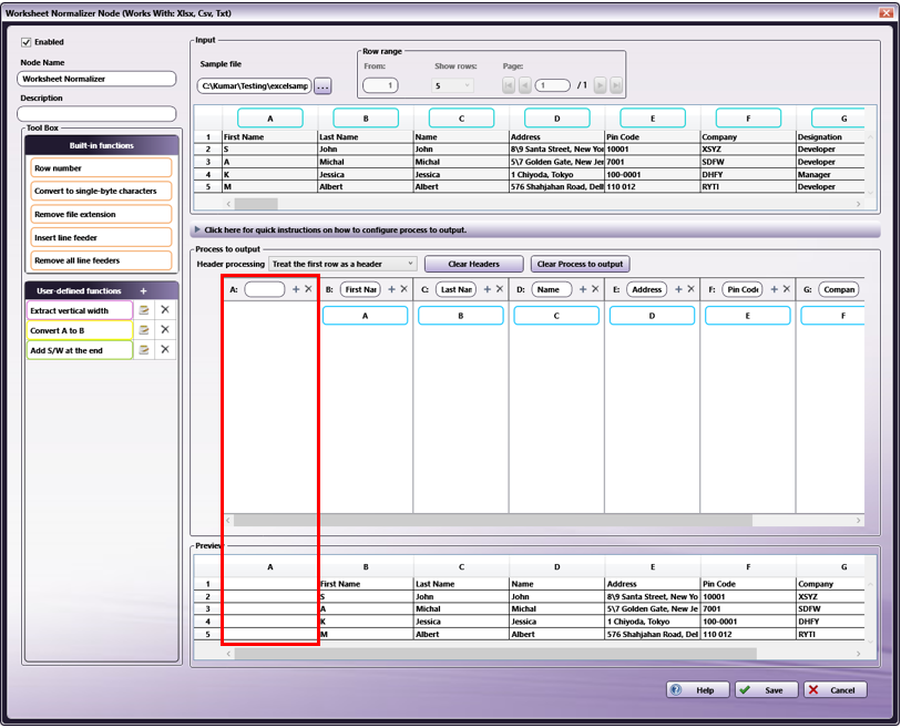 Worksheet Normalizer Node