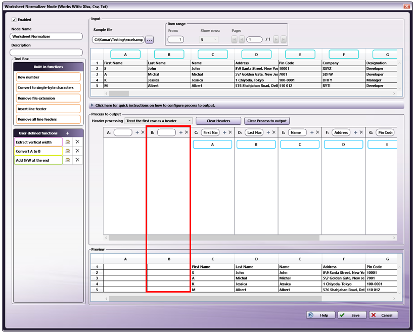 Worksheet Normalizer Node