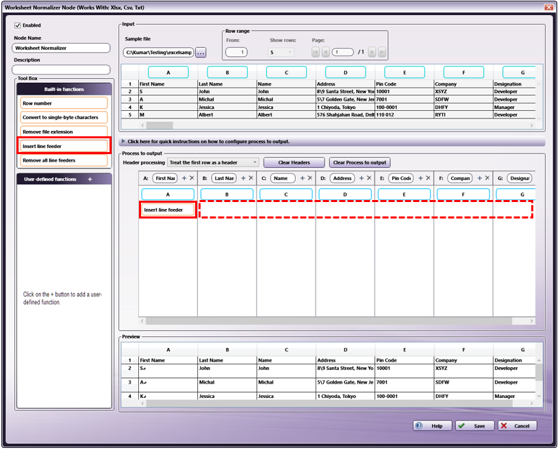 Worksheet Normalizer Node